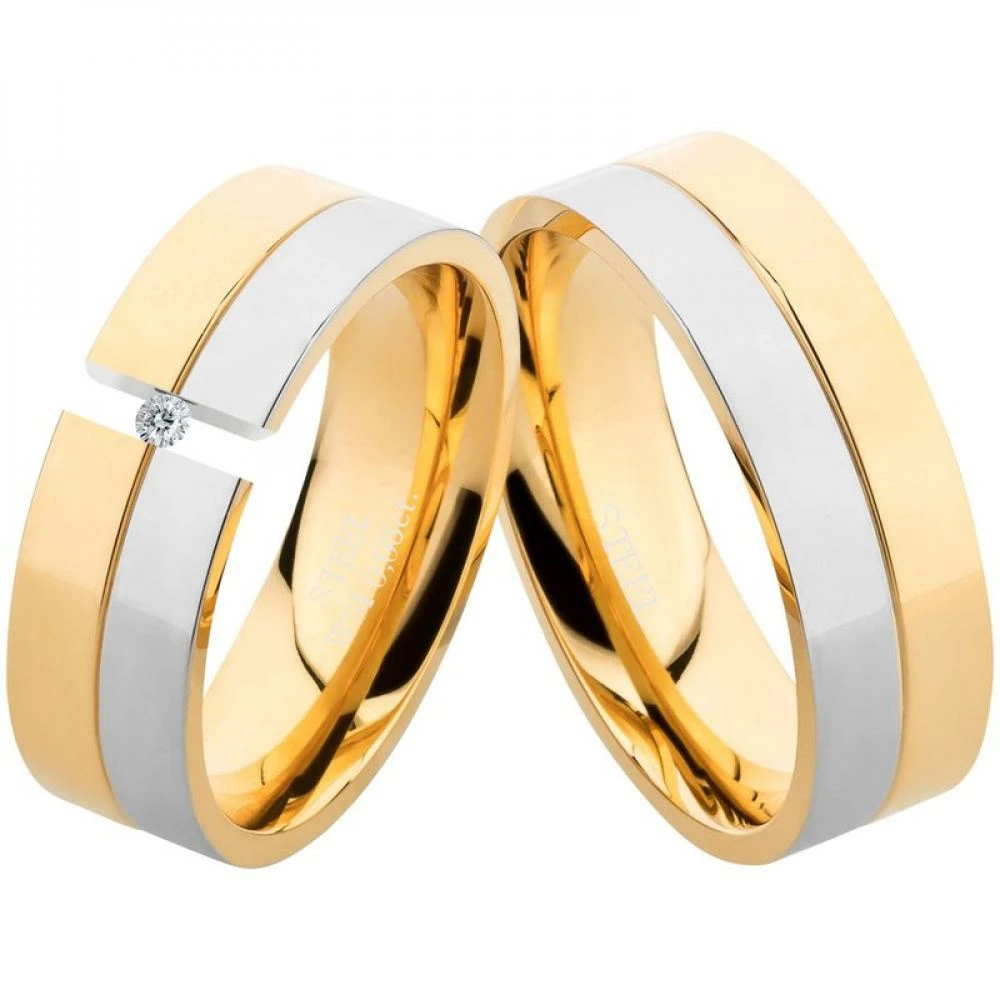 Edelstahlringe LUC5 mit Beschichtung mit Stein und Gravur