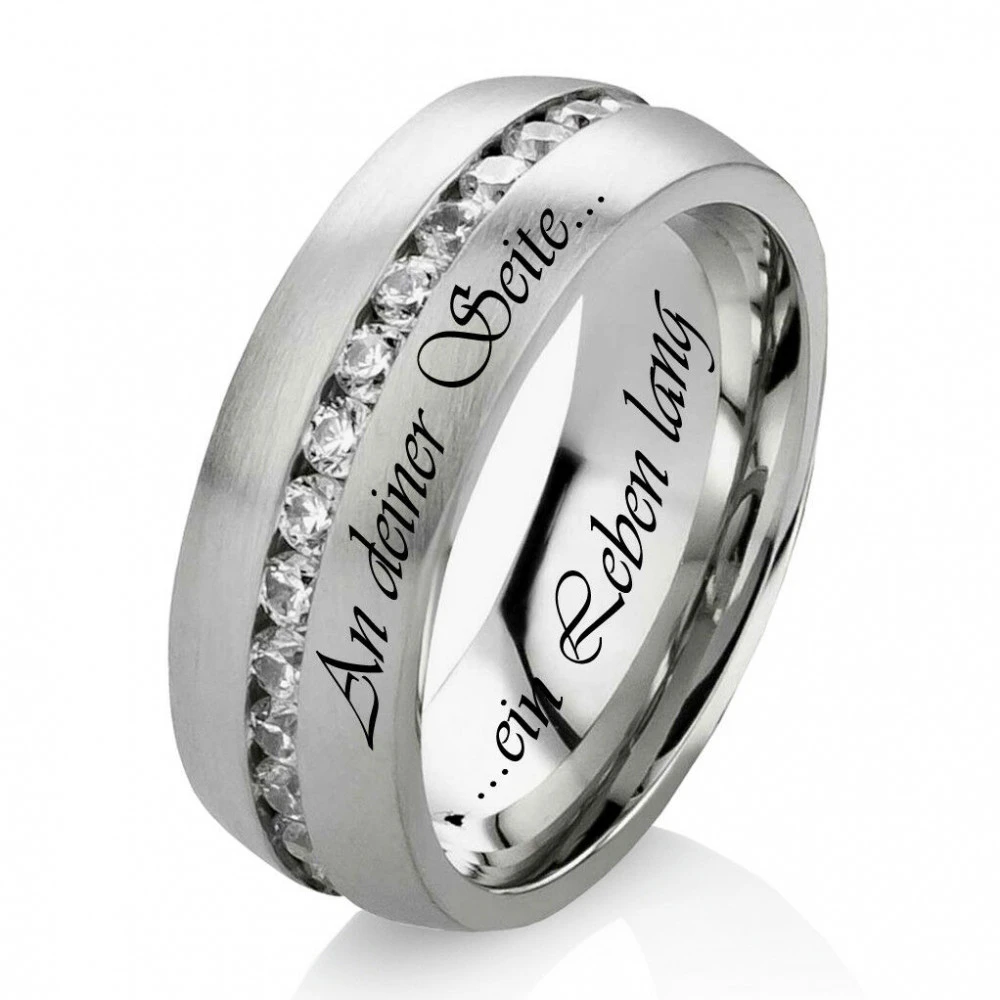 Damenring Edelstahl DE158 mit Zirkonias Damenring Edelstahl DE158 mit Zirkonias