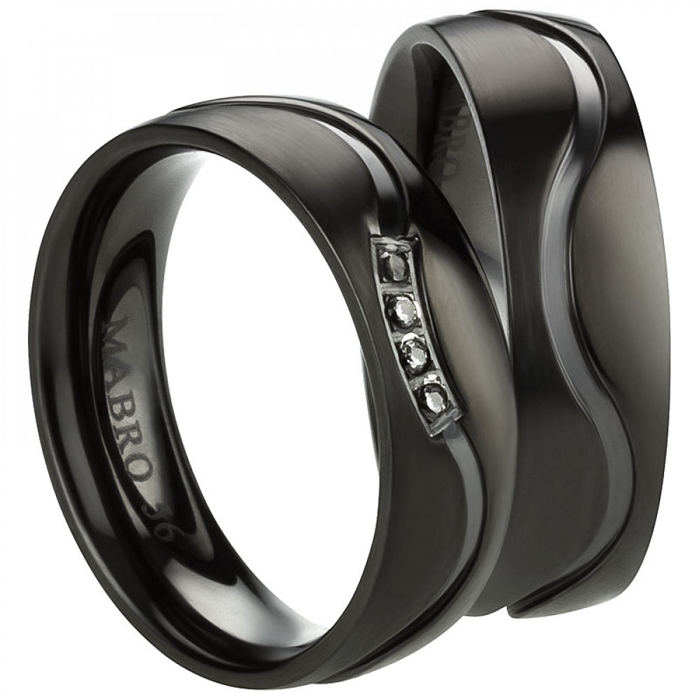 Partnerringe Edelstahlringe PE218 mit Beschichtung und Diamant Partnerringe Edelstahlringe PE218 mit Beschichtung und Diamant
