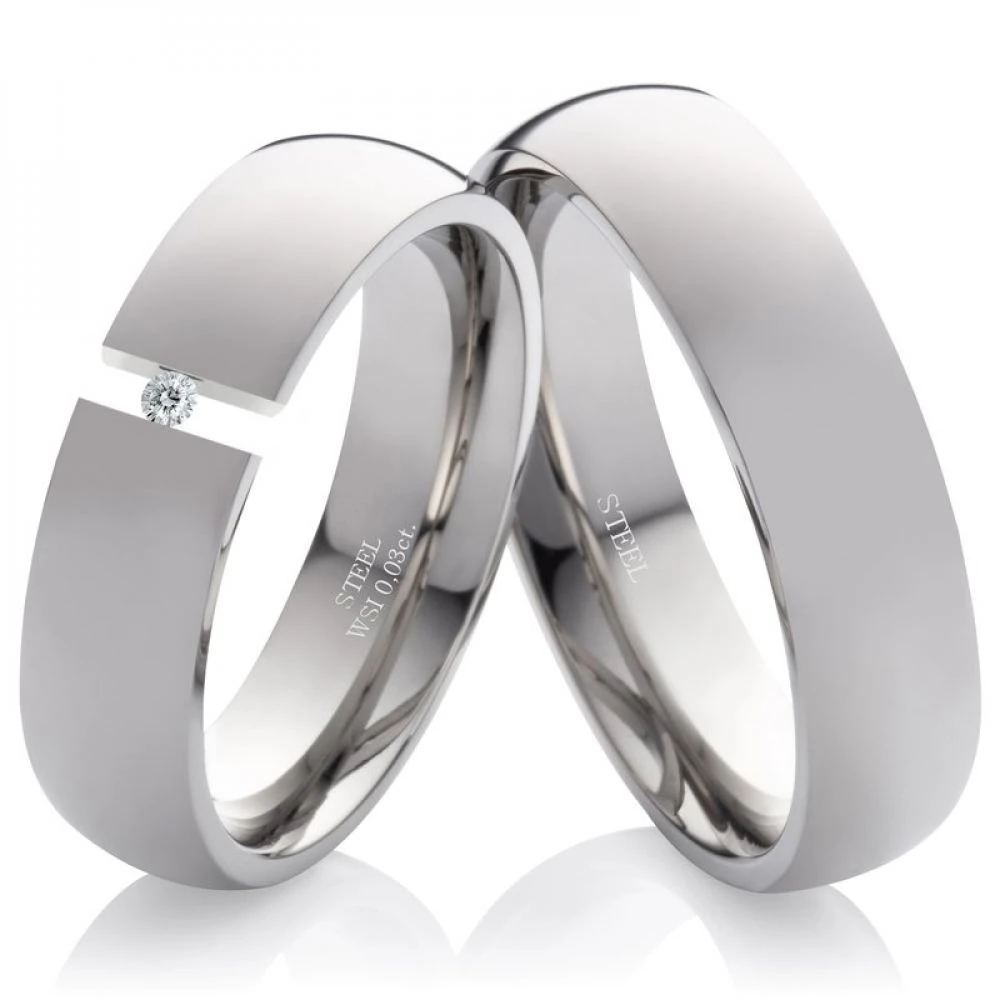 Edelstahlringe LUC16 mit Zirkonia oder Diamant
