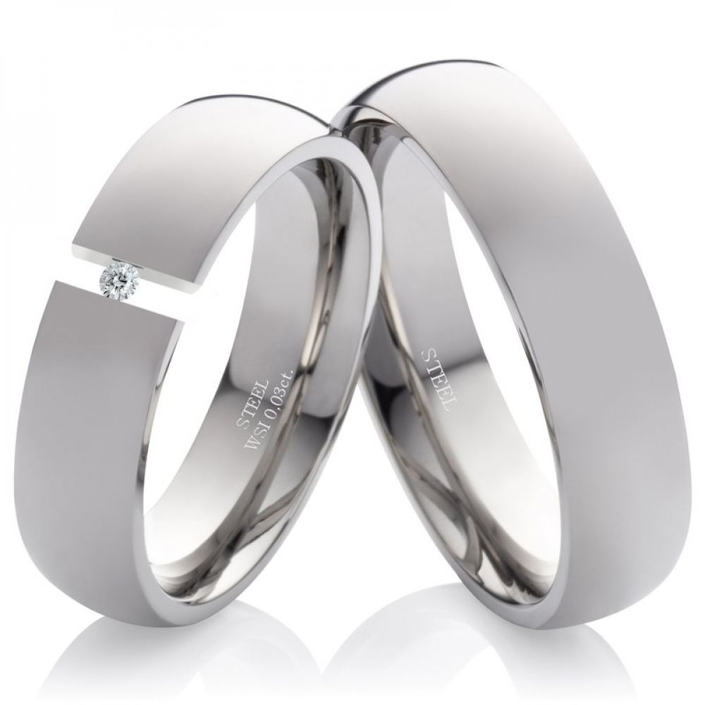 Edelstahlringe LUC16 mit Diamant und Gravur