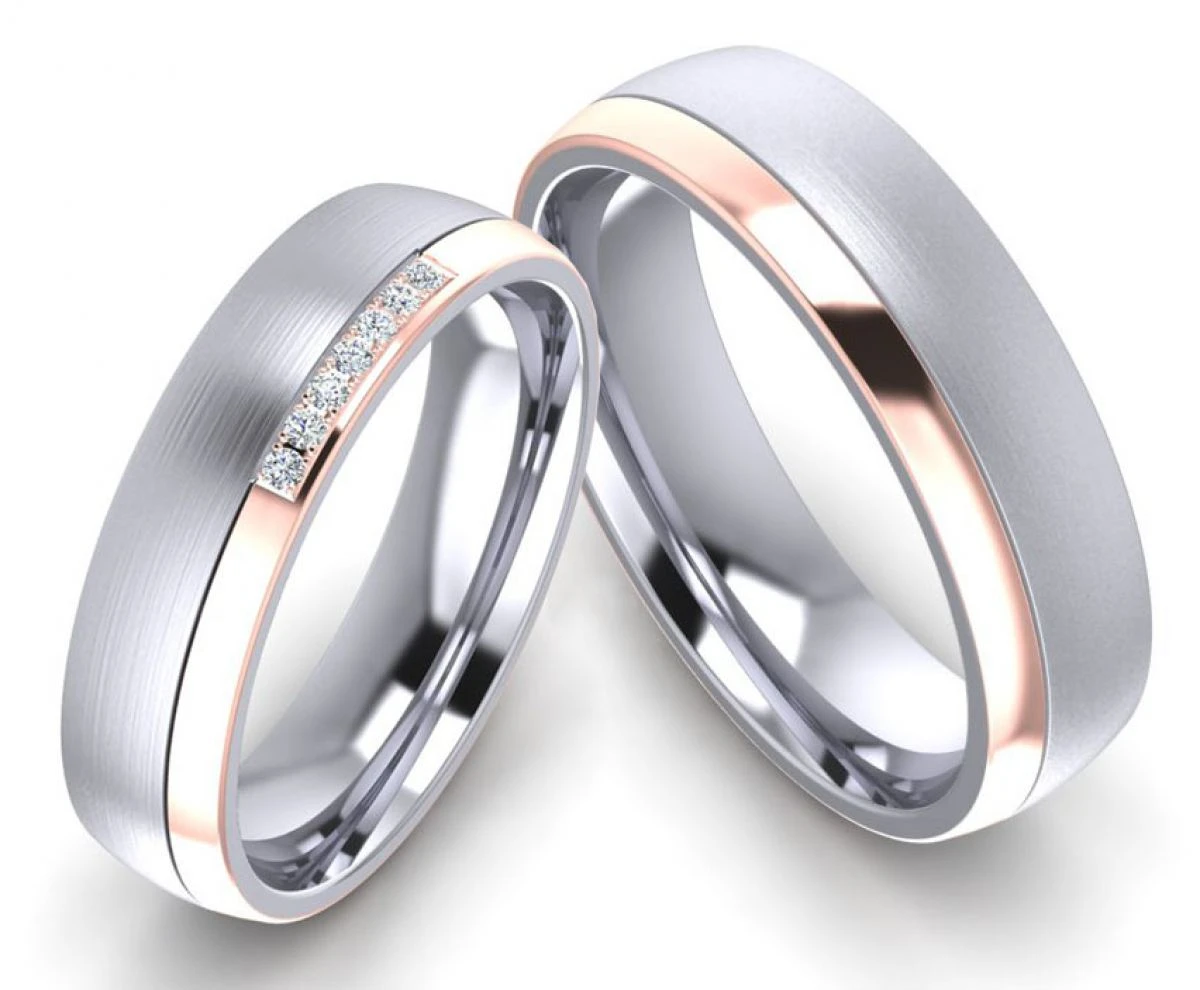 Edelstahlringe E042 mit Zirkonias und Gravur