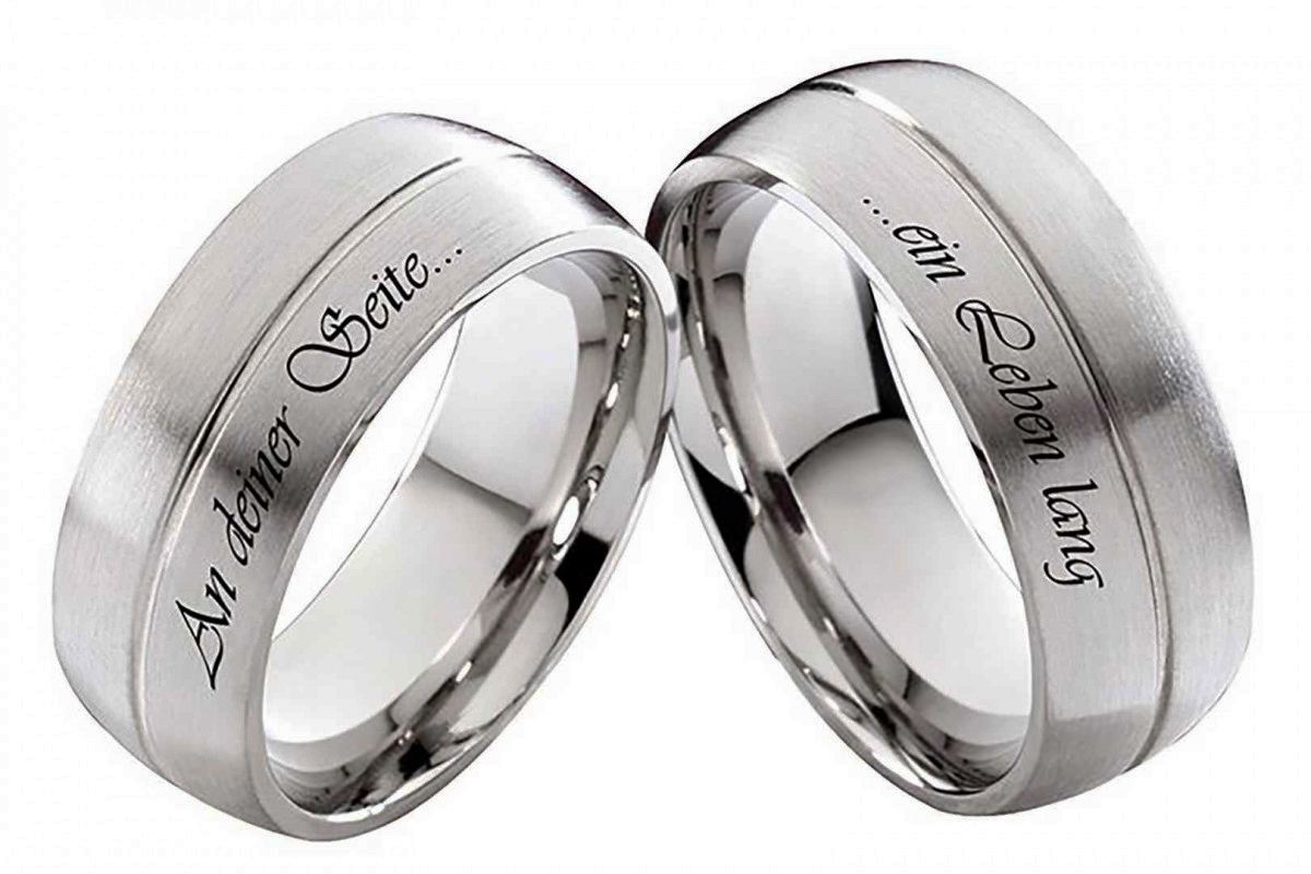 Partnerringe Edelstahlringe PE153 ohne Stein mit Außengravur