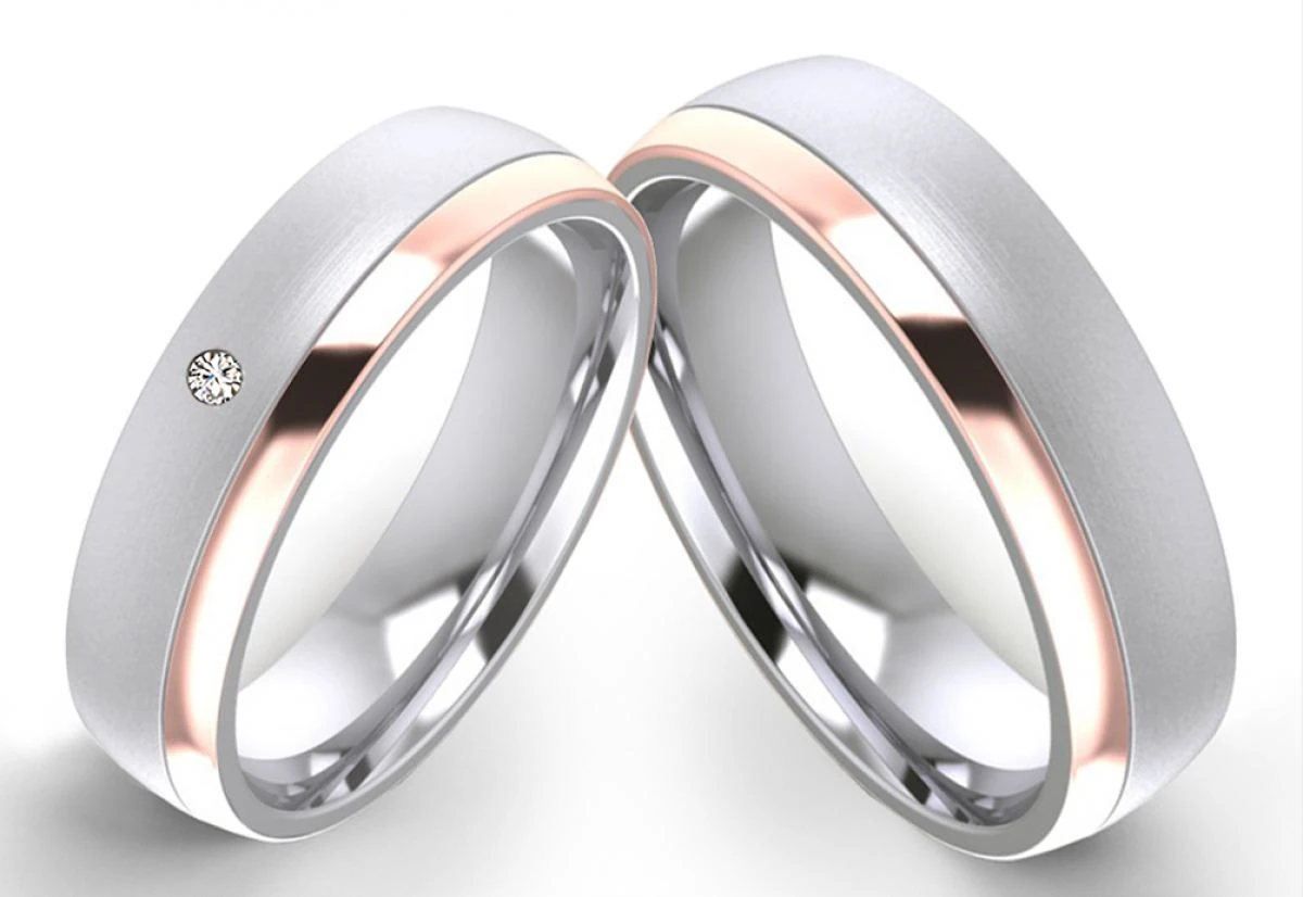 Edelstahlringe E154 mit Zirkonia oder Diamant und Gravur