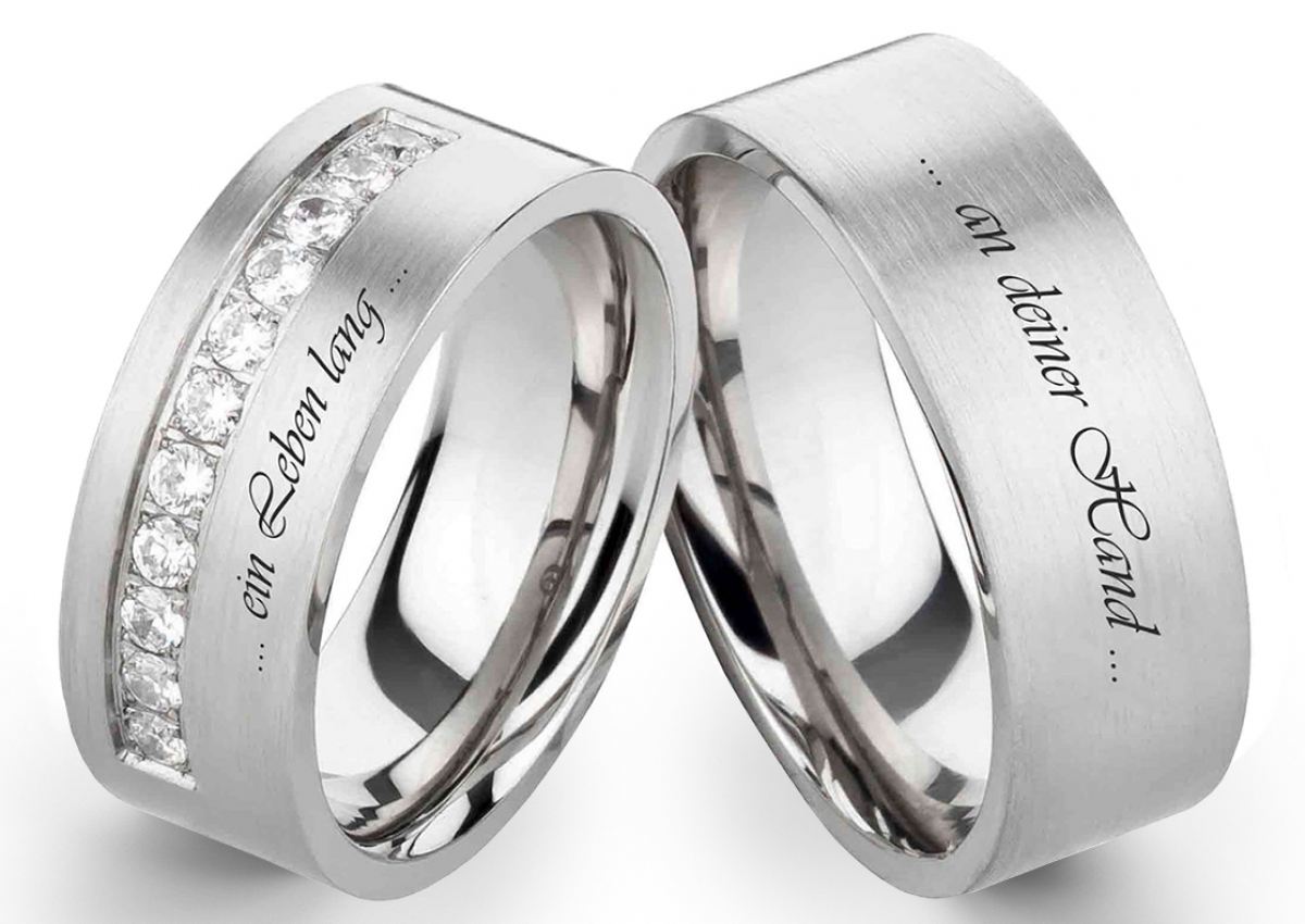 Edelstahlringe E313 mit Zirkonias und Außengravur