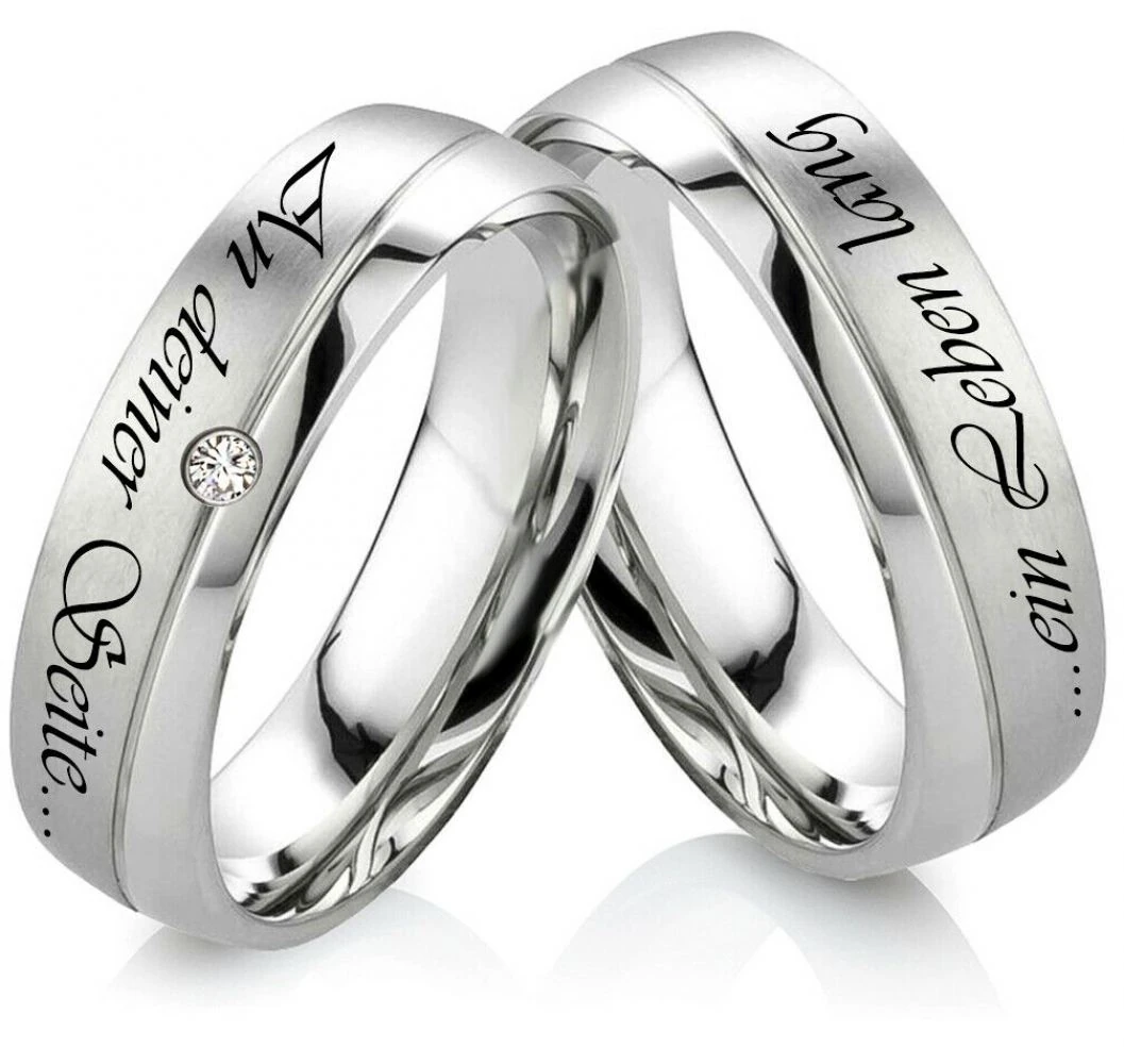 Edelstahlringe H0135 mit Zirkonia oder Diamant und Gravur