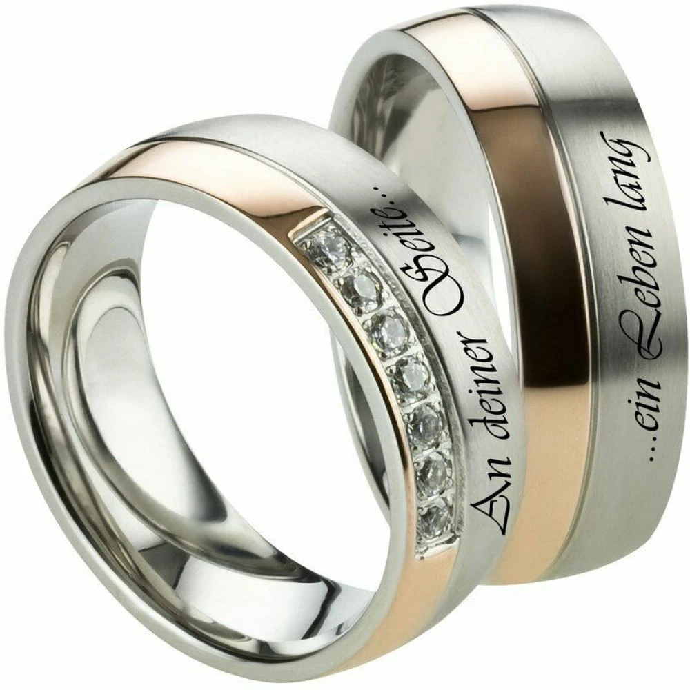 Edelstahlringe H131 mit Zirkonias und Gravur