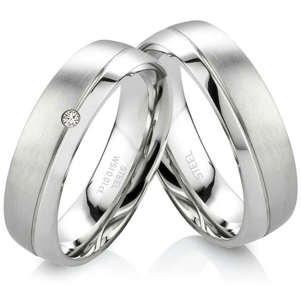 Edelstahlringe P324 mit Diamant und Innengravur