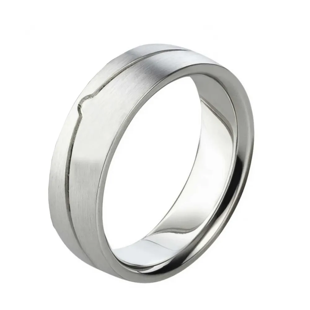 Längsmattierter Titanring mit Gravur