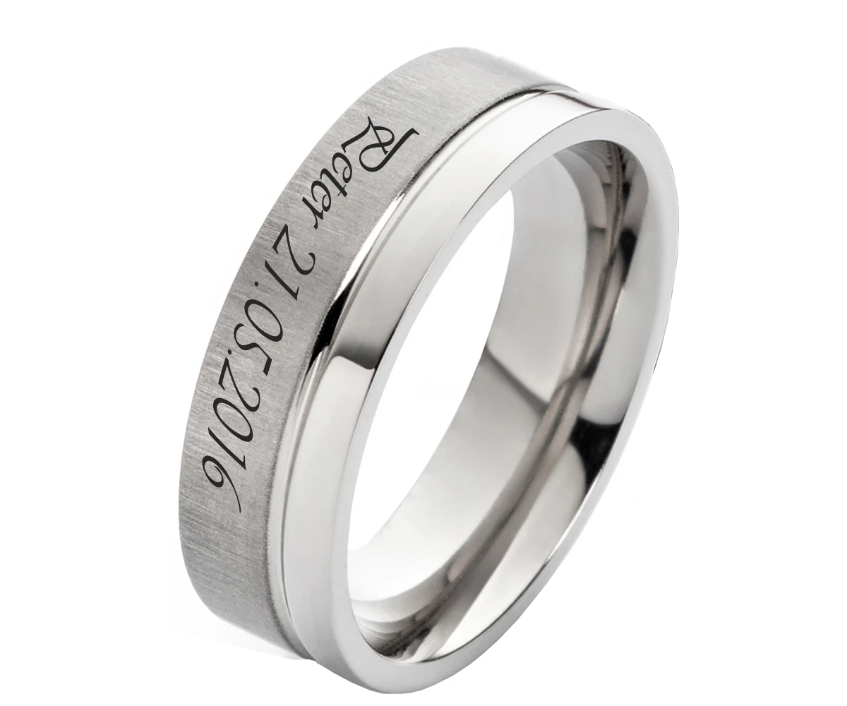 Liebevolle Botschaft auf Titanring T084