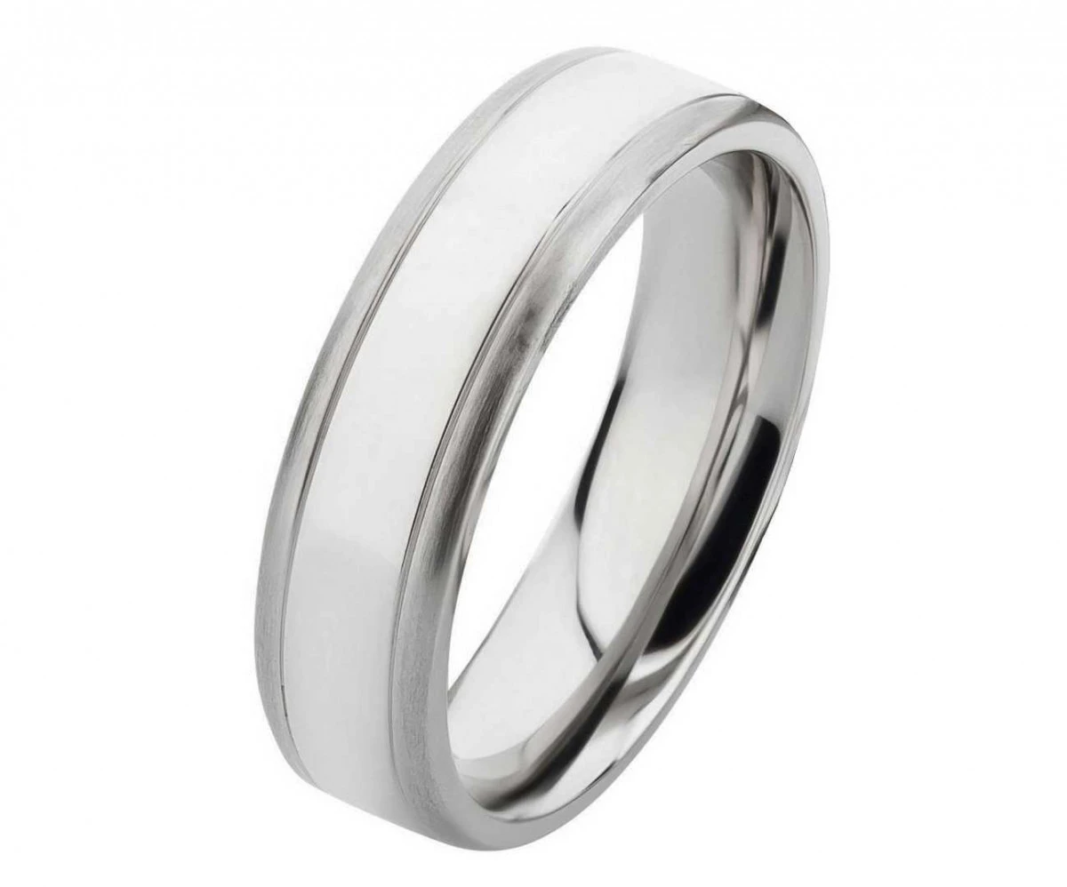 Edelstahlringe E011 mit Zirkonia und Gravur