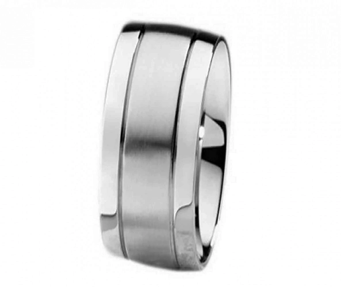 12mm breite Edelstahlringe E044 ohne Stein mit Gravur