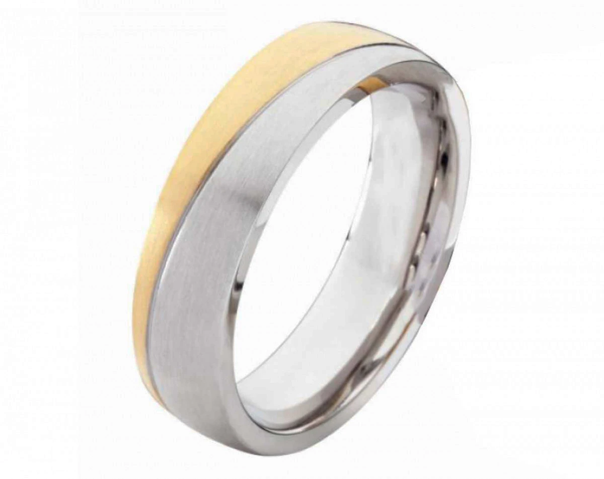 Bicolor Edelstahlringe E150 mit Zirkonias und Gravur Bicolor Edelstahlringe E150 mit Zirkonias und Gravur