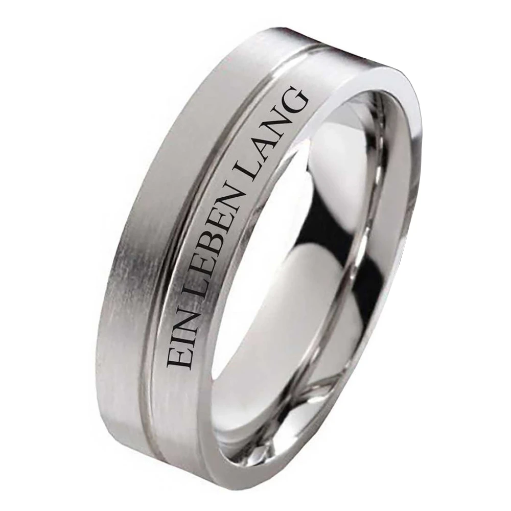 Edelstahlringe E291 mit Zirkonia oder Diamant und Außengravur Edelstahlringe E291 mit Zirkonia oder Diamant und Außengravur