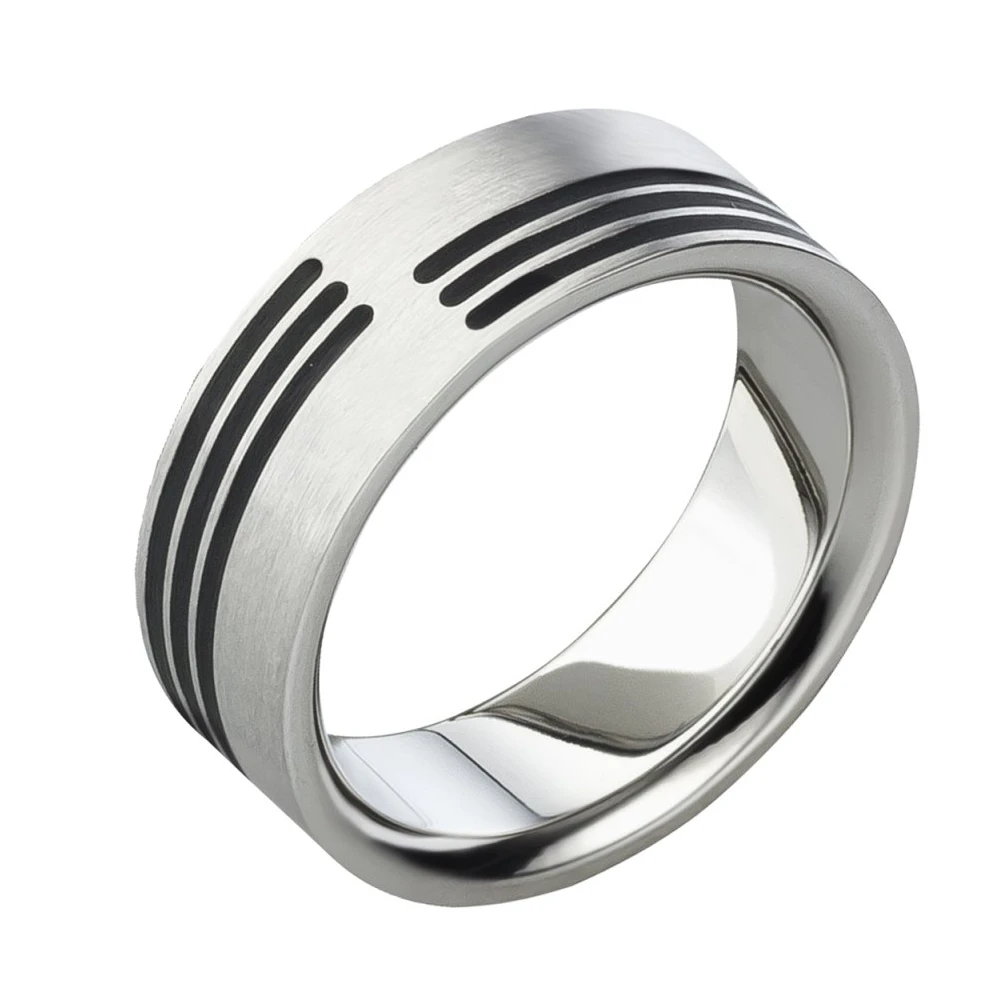 Herrenring Titan MOR71 schwarz mit Gravur