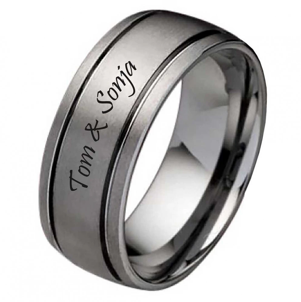 Partnerringe Wolframringe PW116 mit Zirkonia und Außengravur Partnerringe Wolframringe PW116 mit Zirkonia und Außengravur