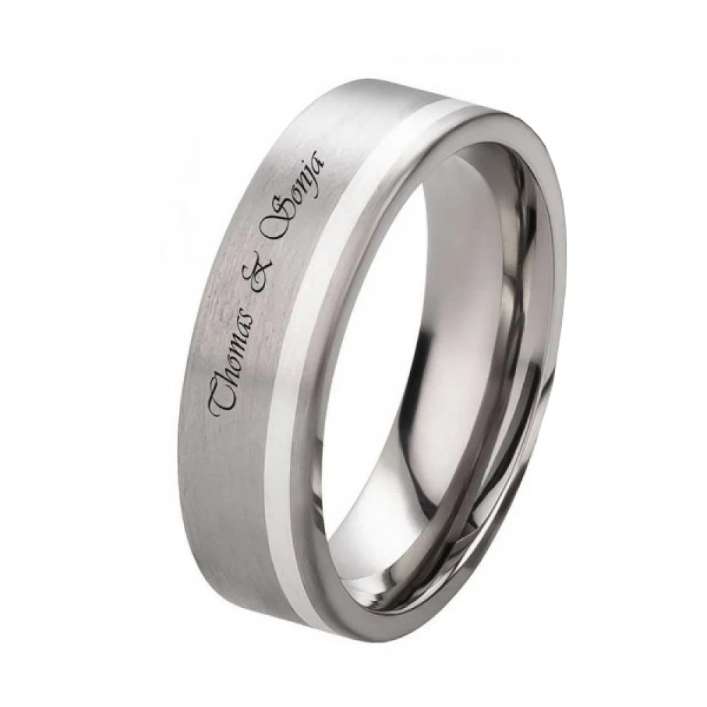 Ringe aus Titan mit 925 Silber T079 mit Stein Ringe aus Titan mit 925 Silber T079 mit Stein