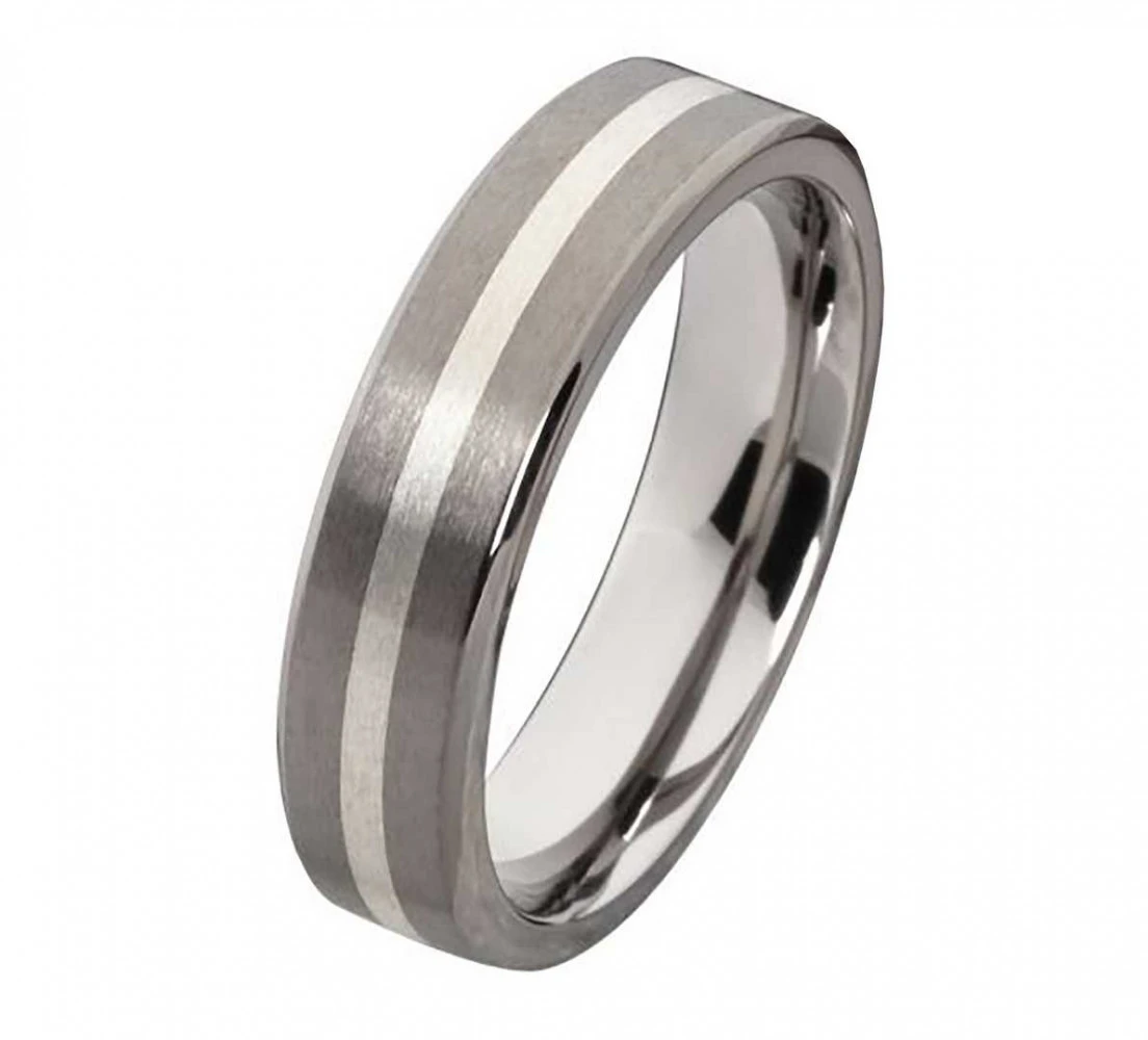Trauringe aus Titanringe mit Silber T098 mit Gravur