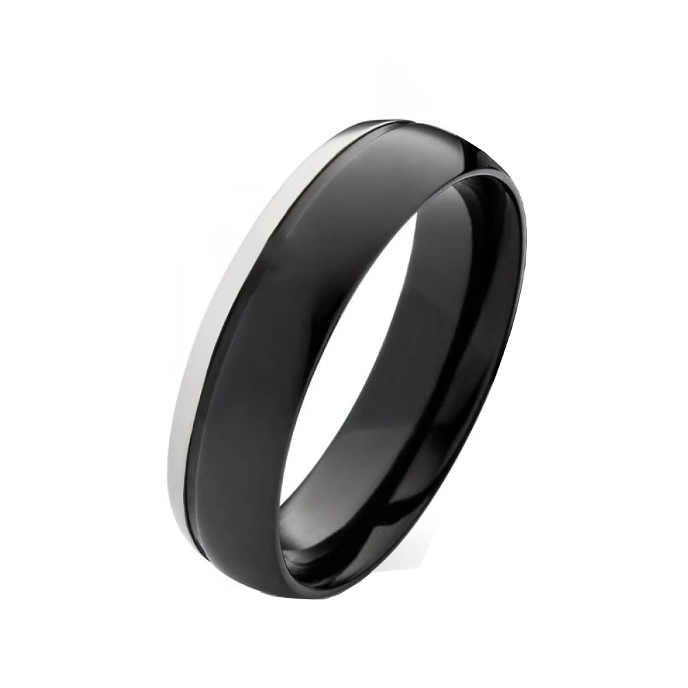 Herrenring T128 mit schwarz und Gravur