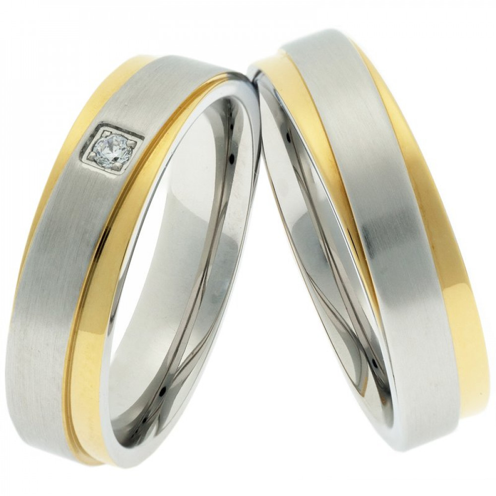 Edelstahlringe E145 mit Zirkonias und Gravur Edelstahlringe E145 mit Zirkonias und Gravur