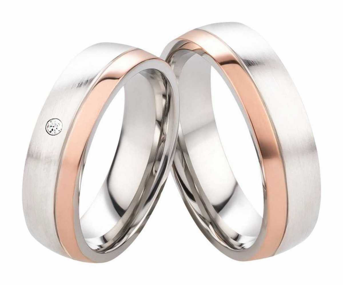 Edelstahlringe E154 mit Zirkonia oder Diamant und Gravur Edelstahlringe E154 mit Zirkonia oder Diamant und Gravur