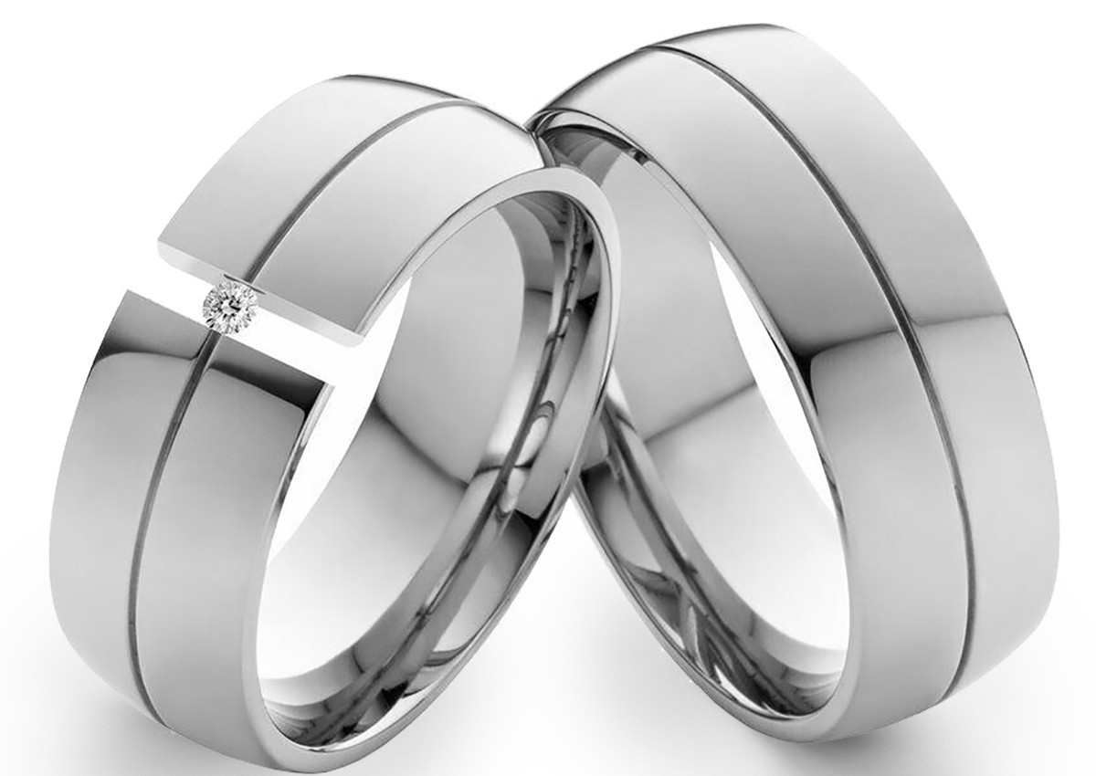 Partnerringe Edelstahlringe PE160 mit Diamant Partnerringe Edelstahlringe PE160 mit Diamant