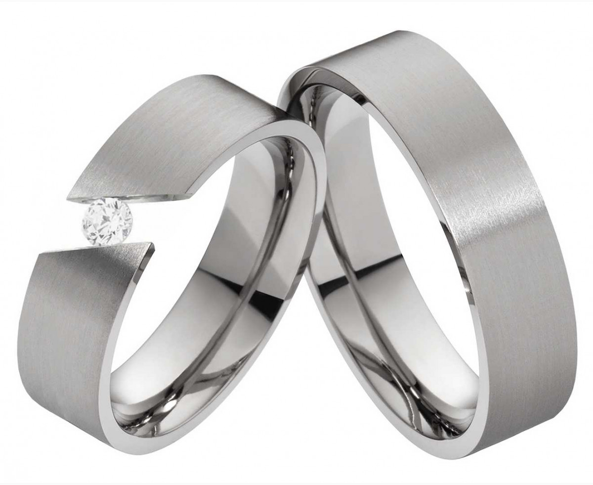 Partnerringe Titanringe PT048 mit Zirkonia