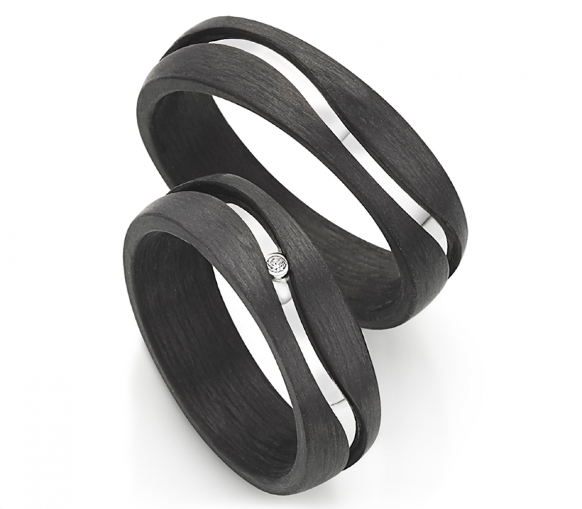 Silber Carbonring SR1938/SR1938 mit W/Si 0,015 CT Diamant Silber Carbonring SR1938/SR1938 mit W/Si 0,015 CT Diamant
