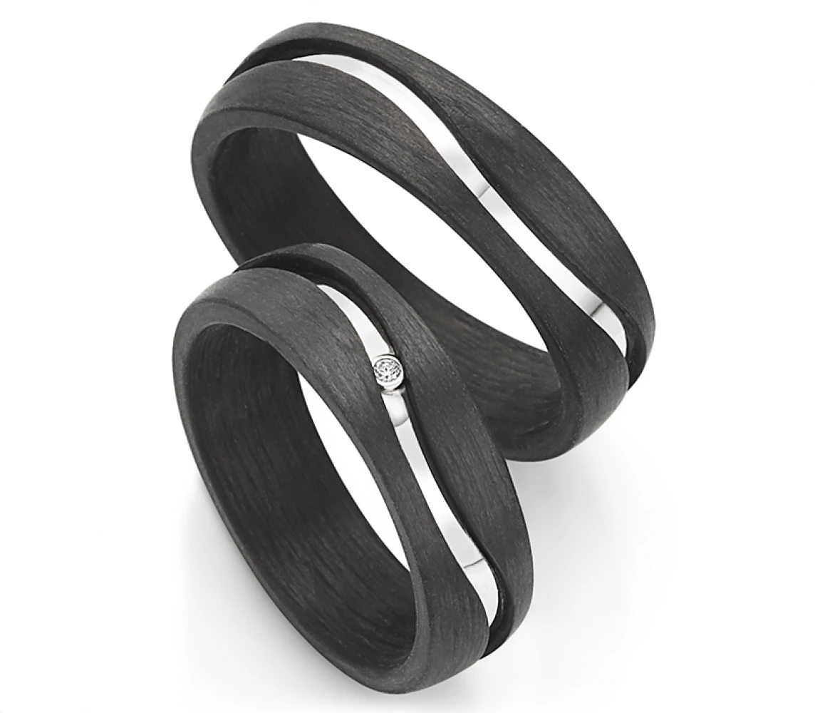 Silber Carbonring SR1938/SR1938 mit W/Si 0,015 CT Diamant Silber Carbonring SR1938/SR1938 mit W/Si 0,015 CT Diamant