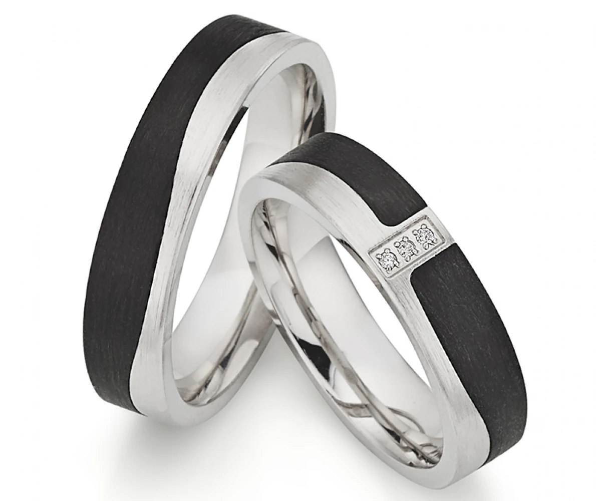 Silber Carbonring SR1942/SR1943 mit W/Si 0,010 CT Diamant Silber Carbonring SR1942/SR1943 mit W/Si 0,010 CT Diamant