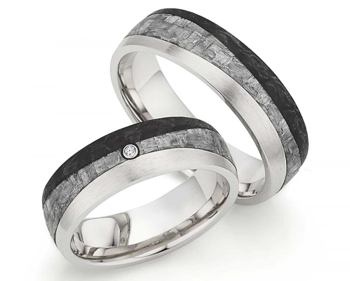 Silber Carbonring SR1944/SR1945 mit W/Si 0,015 CT Diamant Silber Carbonring SR1944/SR1945 mit W/Si 0,015 CT Diamant