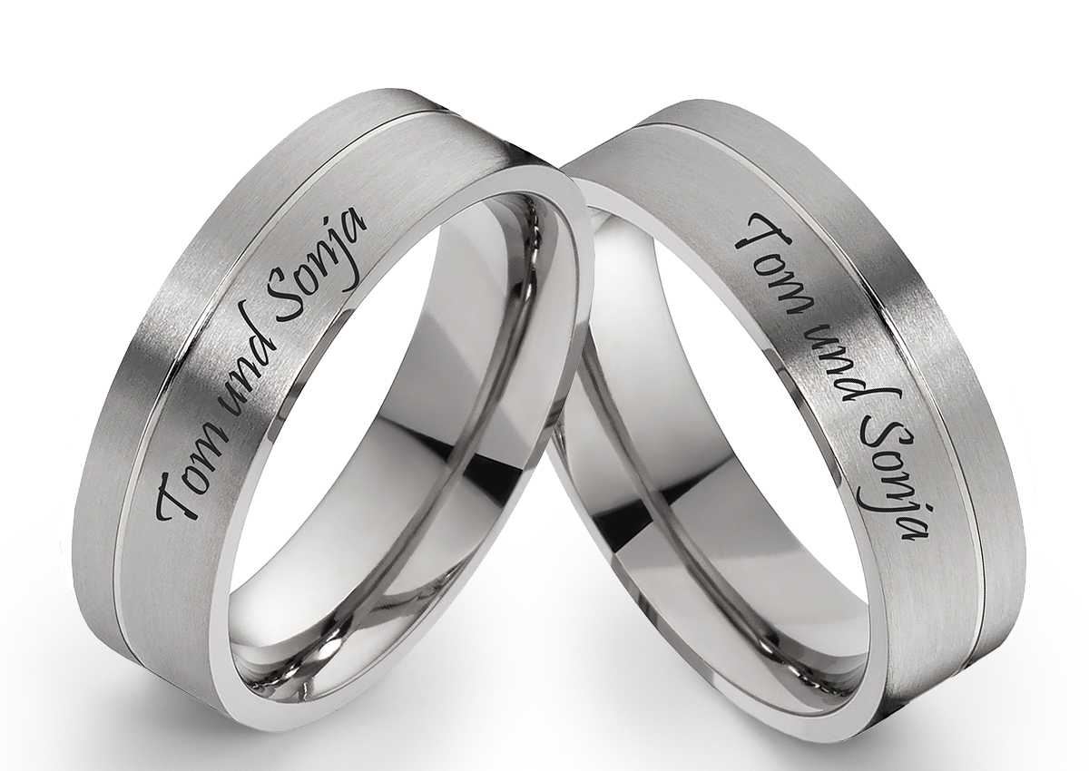 Partnerringe Titanringe PT086 mit Außengravur