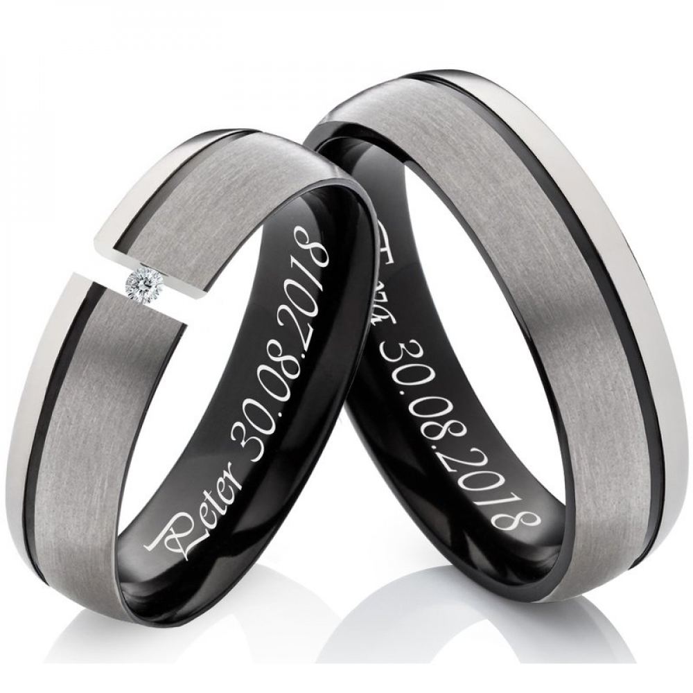 Titanringe LUC7 mit Stein mit Gravur