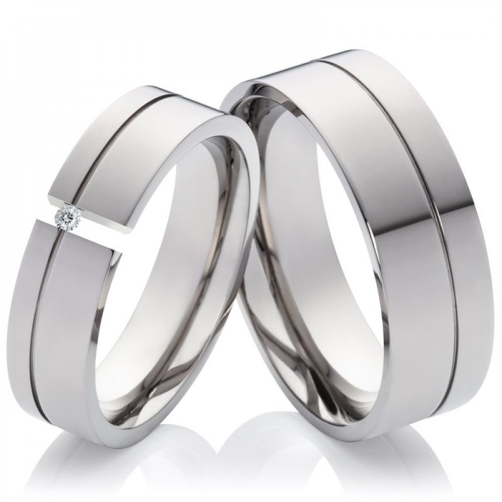 Titanringe mit Diamanten oder Zirkonia LUC64 und Gravur