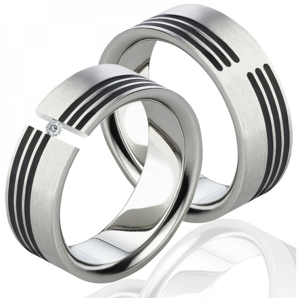 Titanringe mit Diamanten LUC71 und Gravur