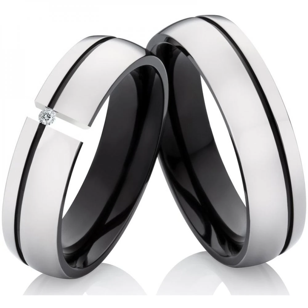 Titanringe LUC27 mit Zirkonia oder Diamant