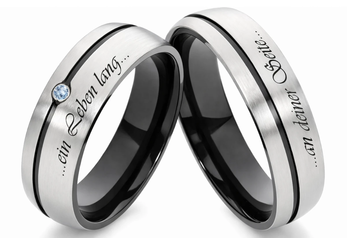 Titanringe schwarz T133 mit Zirkonia blau