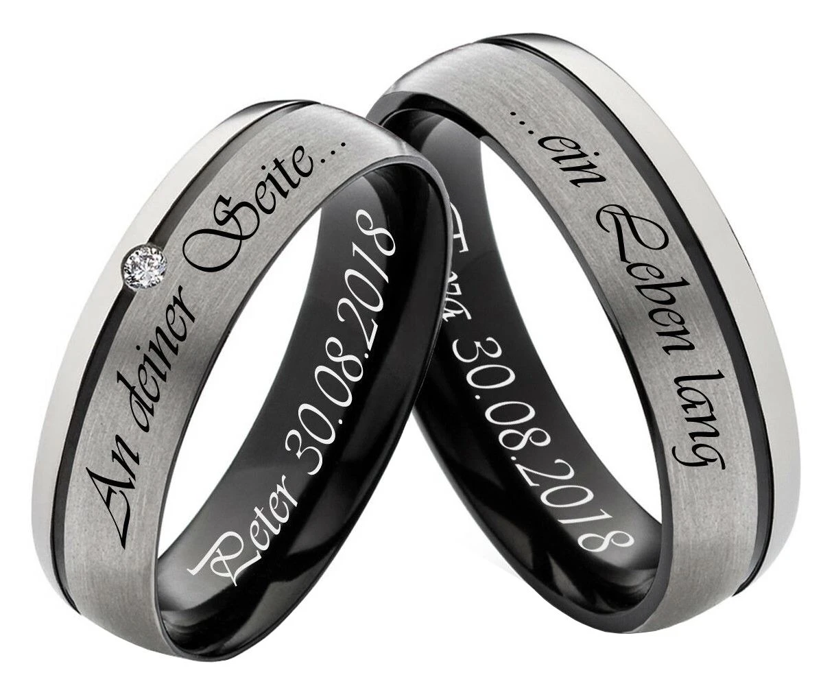 Titan Partnerringe PT005 mit Zirkonia