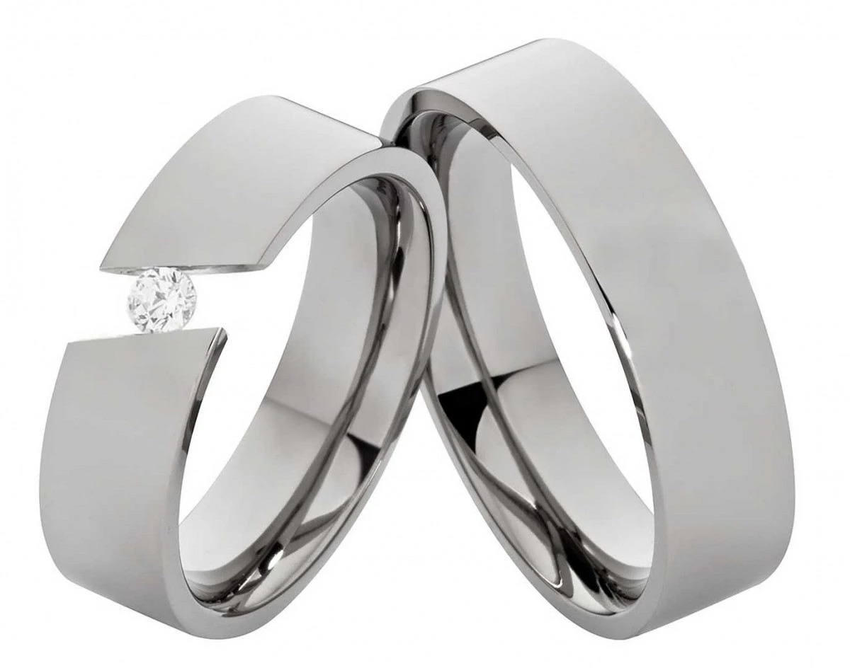 Partnerringe Titanringe PT190 mit Zirkonia