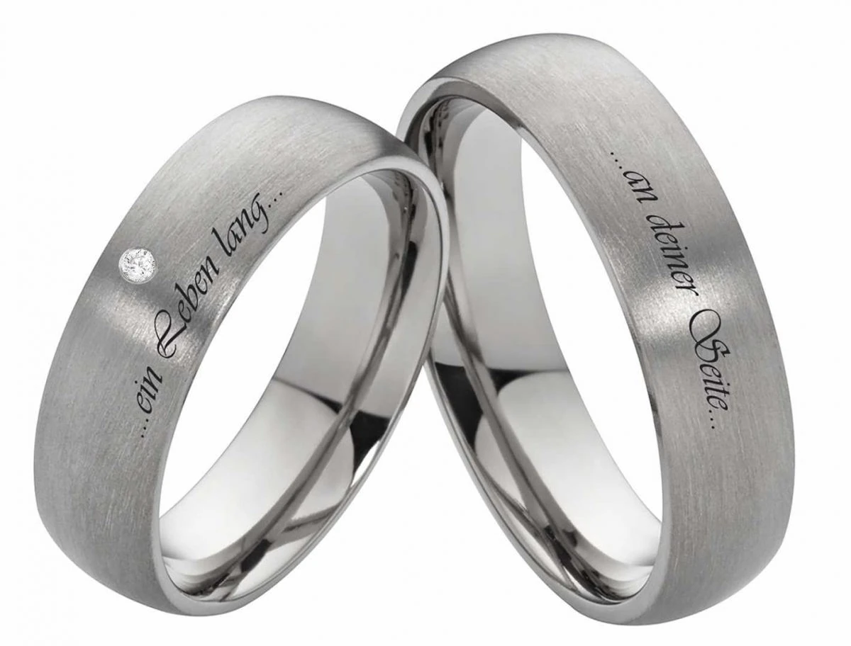Titanringe T063 mit Zirkonia und Außengravur