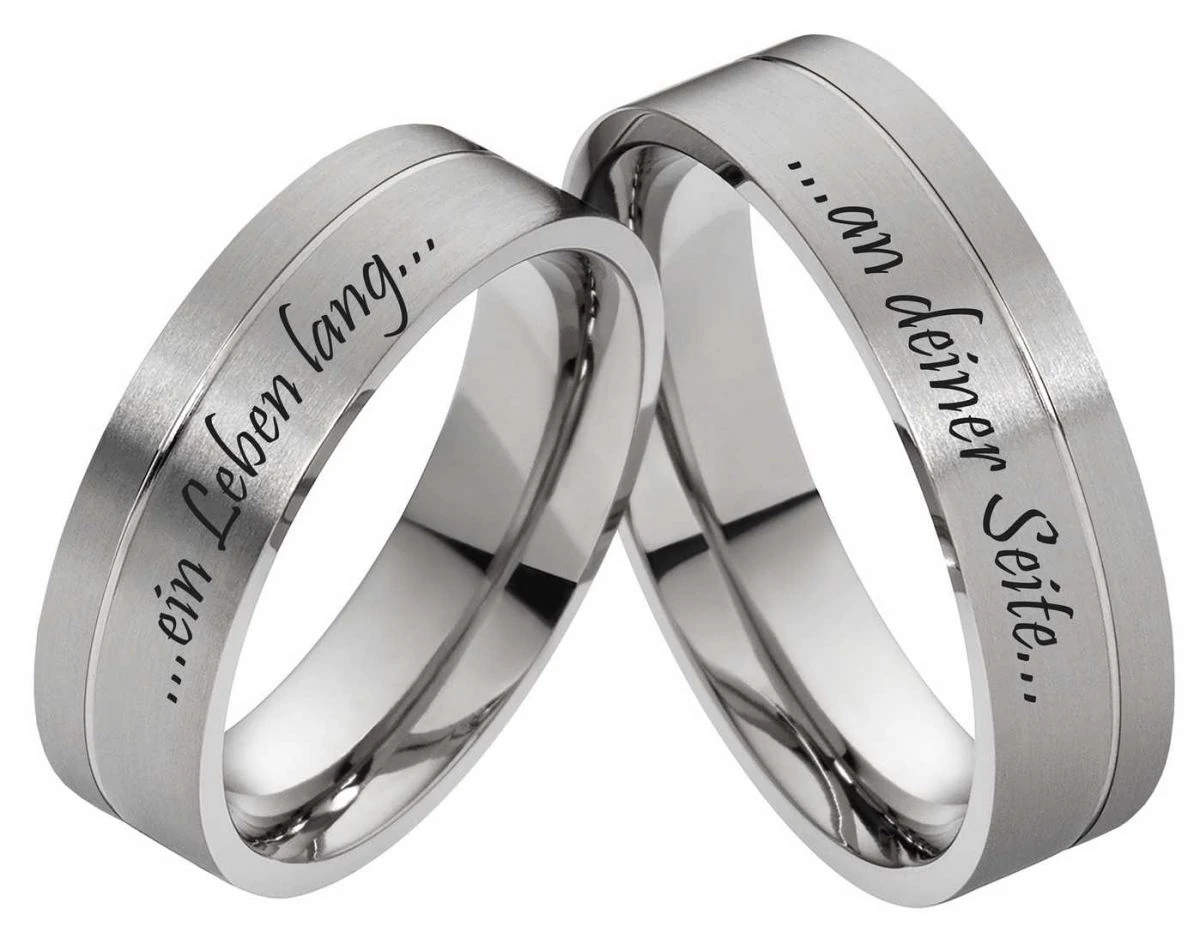 Titanringe T086 ohne Stein mit Außengravur
