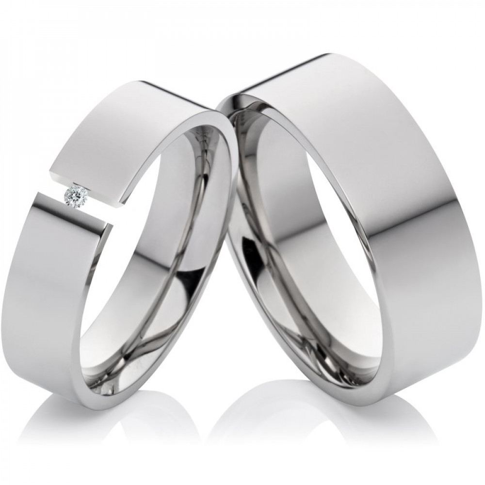 Partnerringe Titanringe PT189 mit Zirkonia