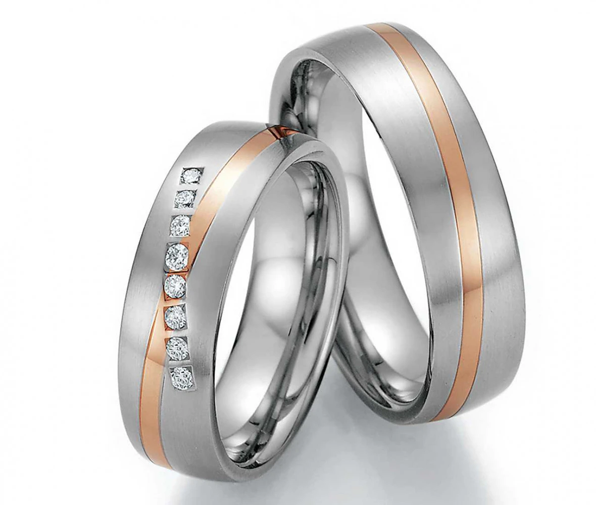 Trauringe aus Edelstahl-Gold 88-60070+88-60080 mit Diamanten Trauringe aus Edelstahl-Gold 88-60070+88-60080 mit Diamanten