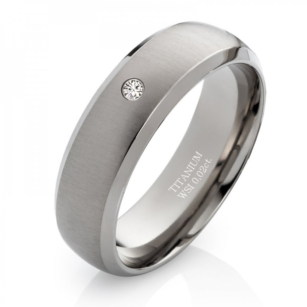 Damenring Titanring DT029 mit Zirkonia und Gravur