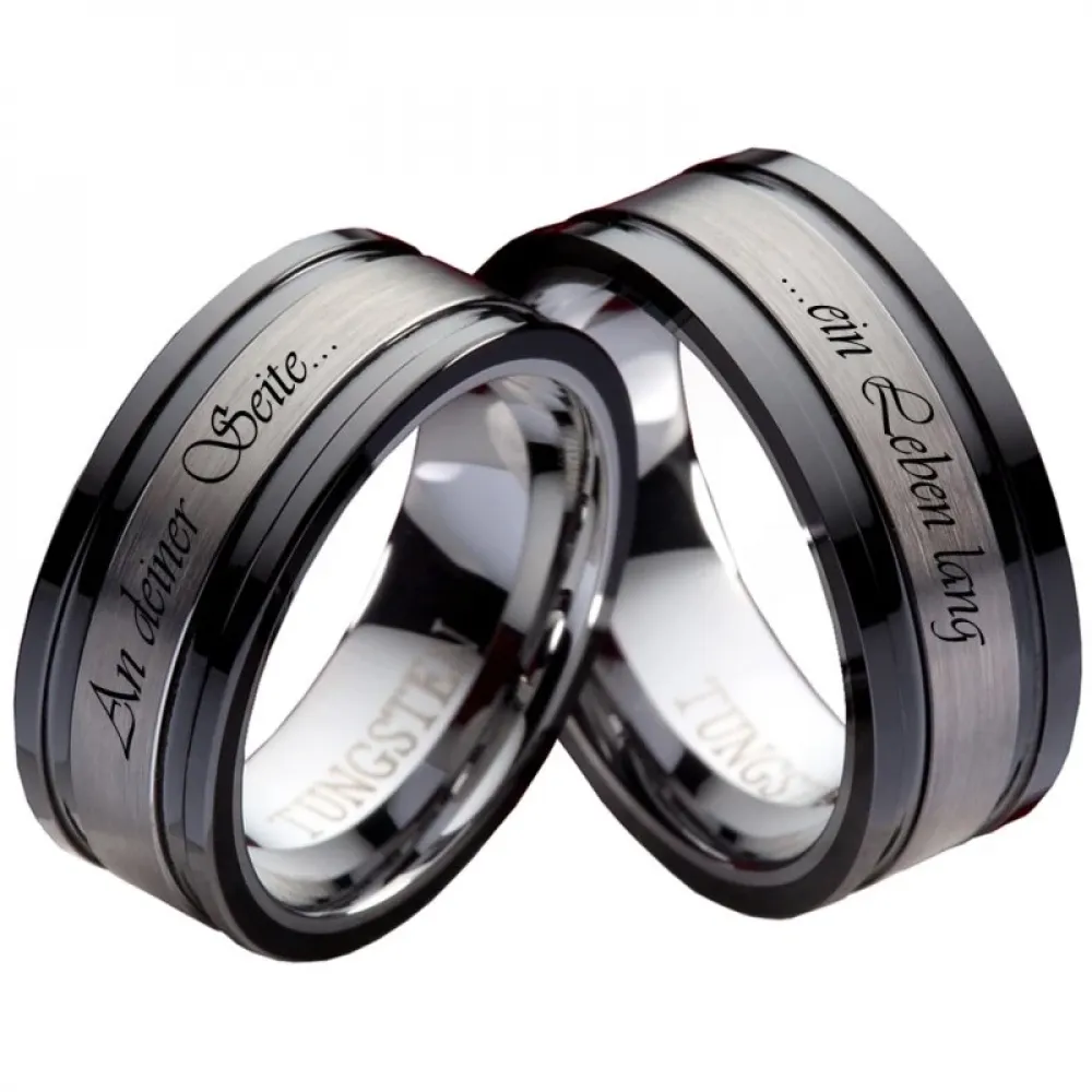 Partnerringe Wolframringe PW130 mit Außengravur