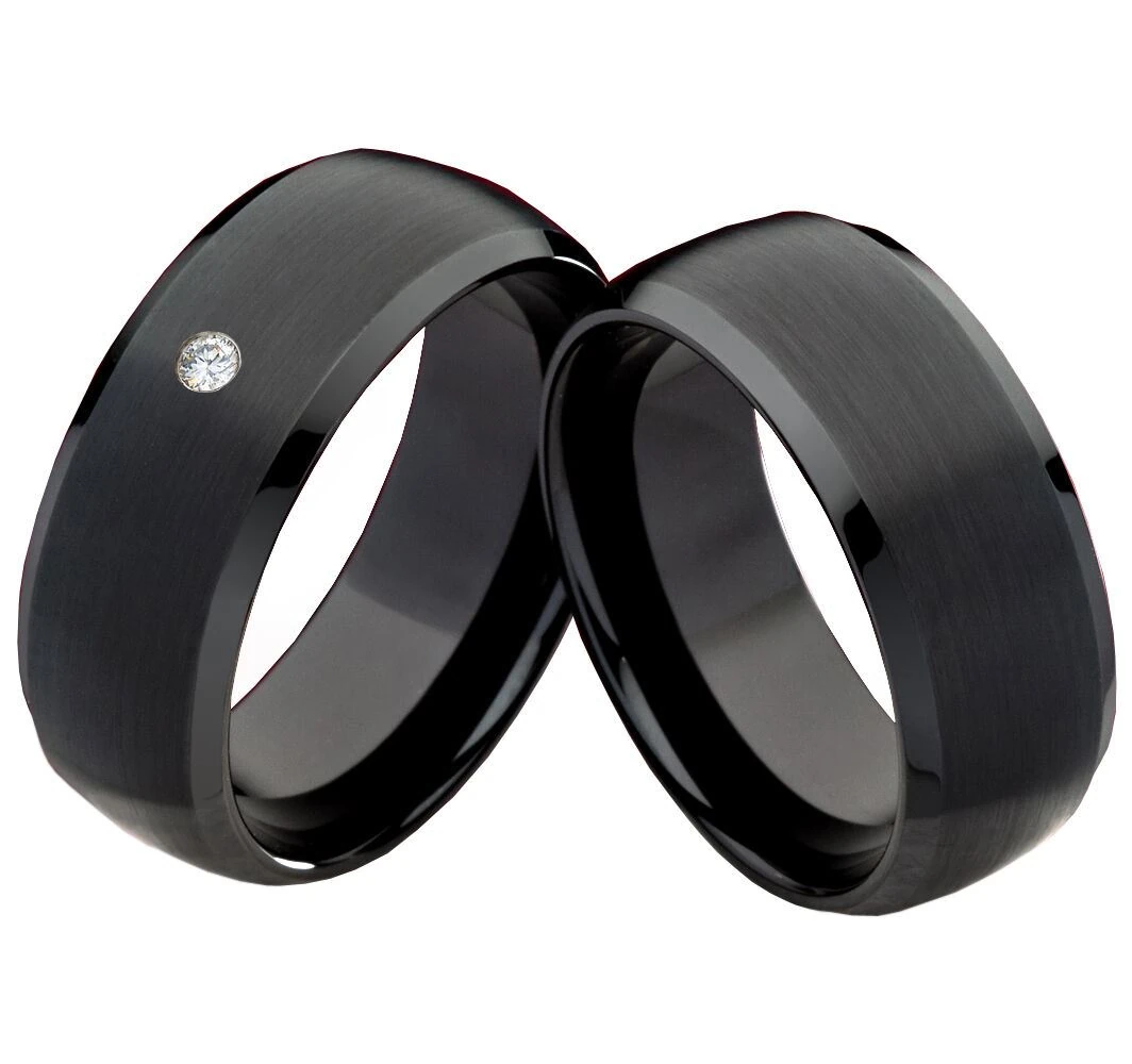 Wolframring W152 mit Zirkonia oder Diamant, edle Ringgestaltung