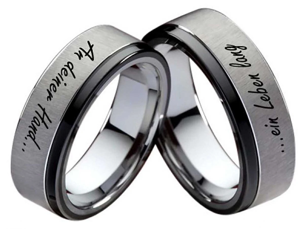 Wolframringe W126 ohne Stein mit Außengravur