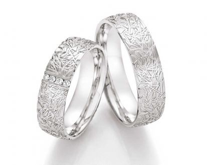 Trauringe aus Silber 55-30110+55-30120 mit Diamanten