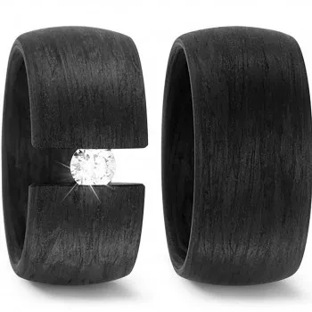 Carbon Ringe Paar TF-59286P mit Zirkonia und gratis Gravur