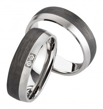 Titan Carbonringe AB3846-AB3847 mit Diamanten und Gravur